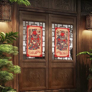 门神对联春节2025新款镇宅贴大门秦叔宝尉迟恭钟馗关公门贴单门