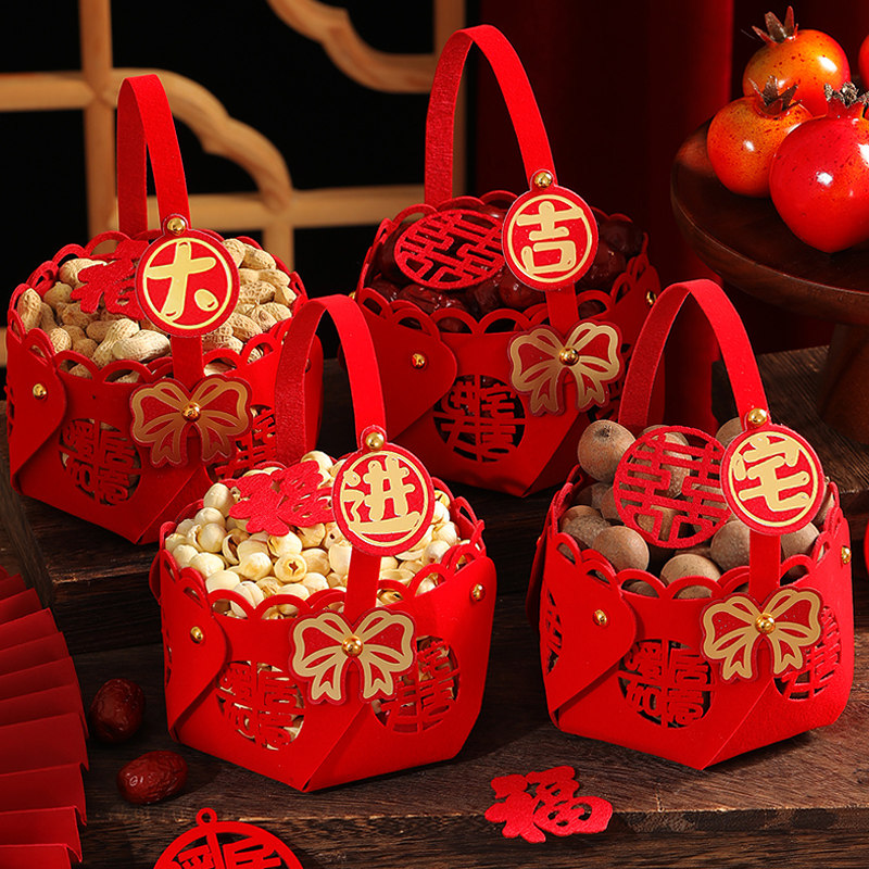 乔迁之喜装饰新居布置搬新家礼物手提篮摆件新房入伙仪式实用用品