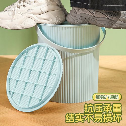 幼儿园加厚可坐收纳桶家用洗澡水桶凳塑料浴室手提洗衣带盖钓鱼桶