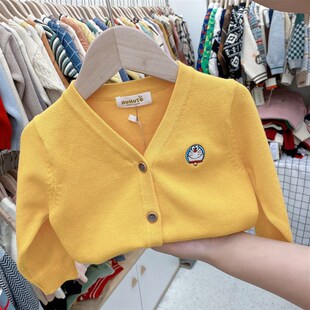 男童毛衣开衫春秋新款小童红色外套宝宝儿童纯棉婴儿毛线衣呼呼兔