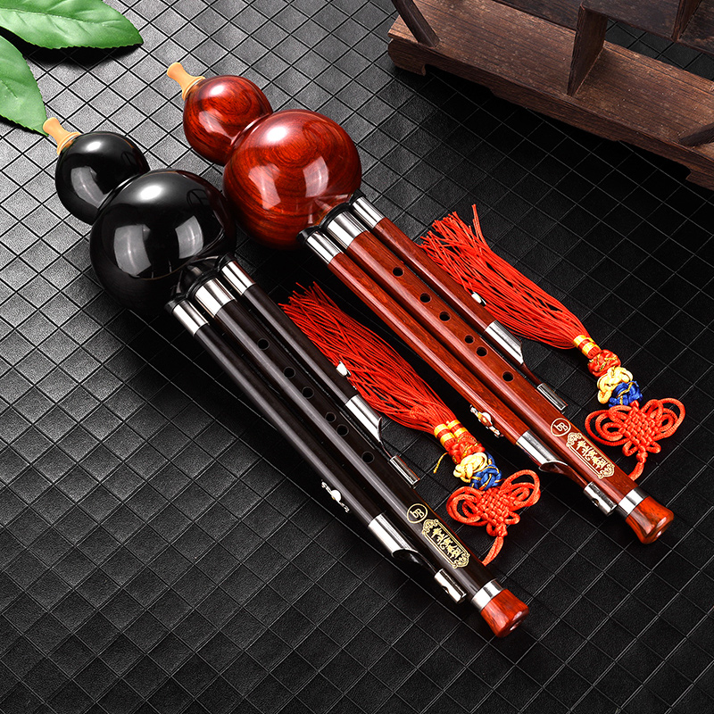 云南防摔全黑檀木C调葫芦丝专业演奏型初学者红檀木降B调成人FG调