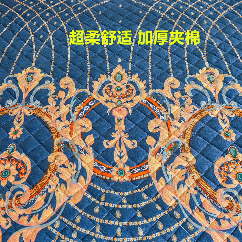 高档新款可拆洗床裙三件套防滑冬季水晶绒床罩珊瑚绒加厚夹棉床套
