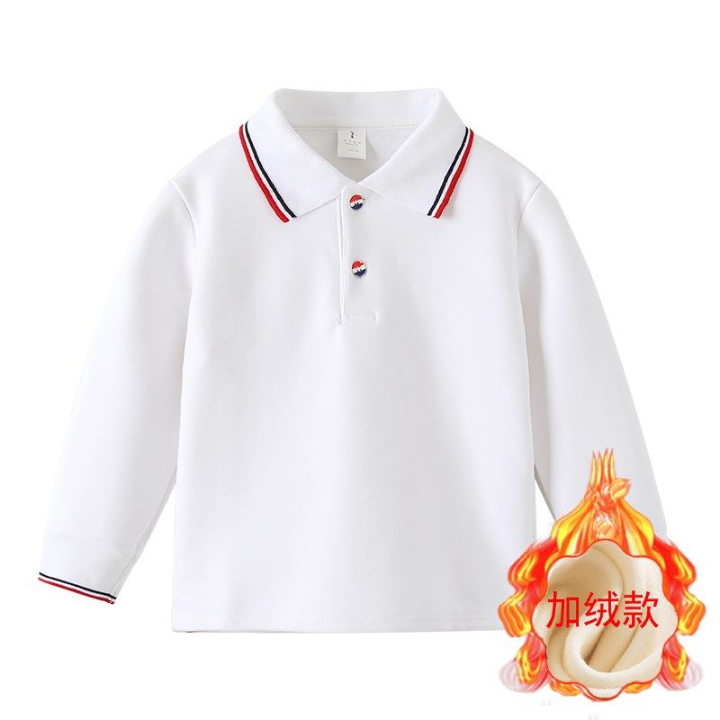 儿童白色POLO衫加绒加厚男童翻领T恤秋冬款打底衫女童小学生校服,童装/婴儿装/亲子装,儿童POLO衫,淘宝优惠券,粉丝福利购,淘宝优惠卷