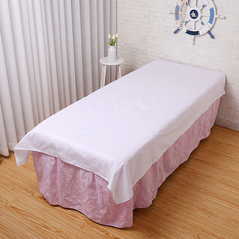 纯白色美容床单美容院白布按摩推拿养生开洞带洞纯棉的确良床单