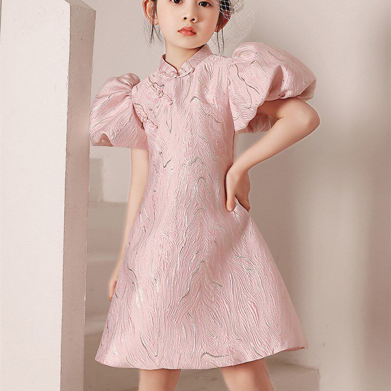 女童中国风生日中式礼服儿童复古旗袍连衣裙主持人钢琴演出服夏季