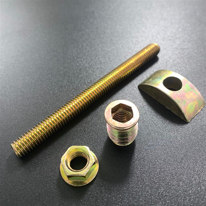 家具四合一连接件沙发固定件木床拼装件预埋螺母全牙螺丝五金配件