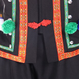 黑色长袖拉祜族男装演出舞蹈服装 景颇族彝族苗族表演民族服211