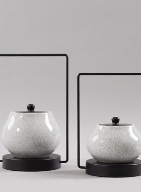 新中式陶瓷摆件家居客厅隔断柜玄关装饰品禅意茶室茶楼样板房摆设