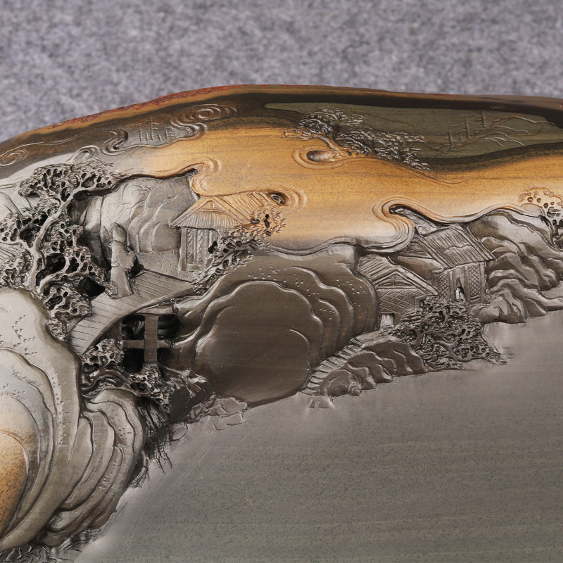 非遗安徽歙砚高档手工立体浮雕山水大砚台济源坑鱼卵金晕天然原石,文具电教/文化用品/商务用品,砚台,淘宝优惠券,粉丝福利购,淘宝优惠卷