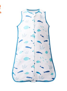 小狮王辛巴睡袋夏季薄款 婴儿纯棉纱布宝宝背心式儿童防踢被神器