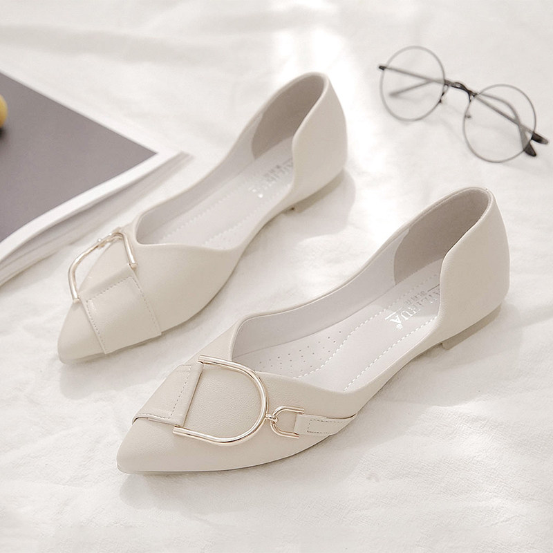 尖头单鞋女平底2021年新款春秋季浅口豆豆鞋P软皮软底仙女瓢鞋百,女鞋,浅口单鞋,淘宝优惠券,粉丝福利购,淘宝优惠卷