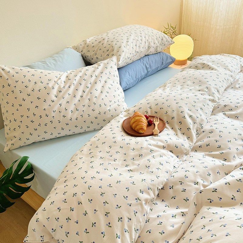 小清新田园碎花蓝柔软全棉被套单件学生床上Q三四件套被罩单人,床上用品,被套,淘宝优惠券,粉丝福利购,淘宝优惠卷