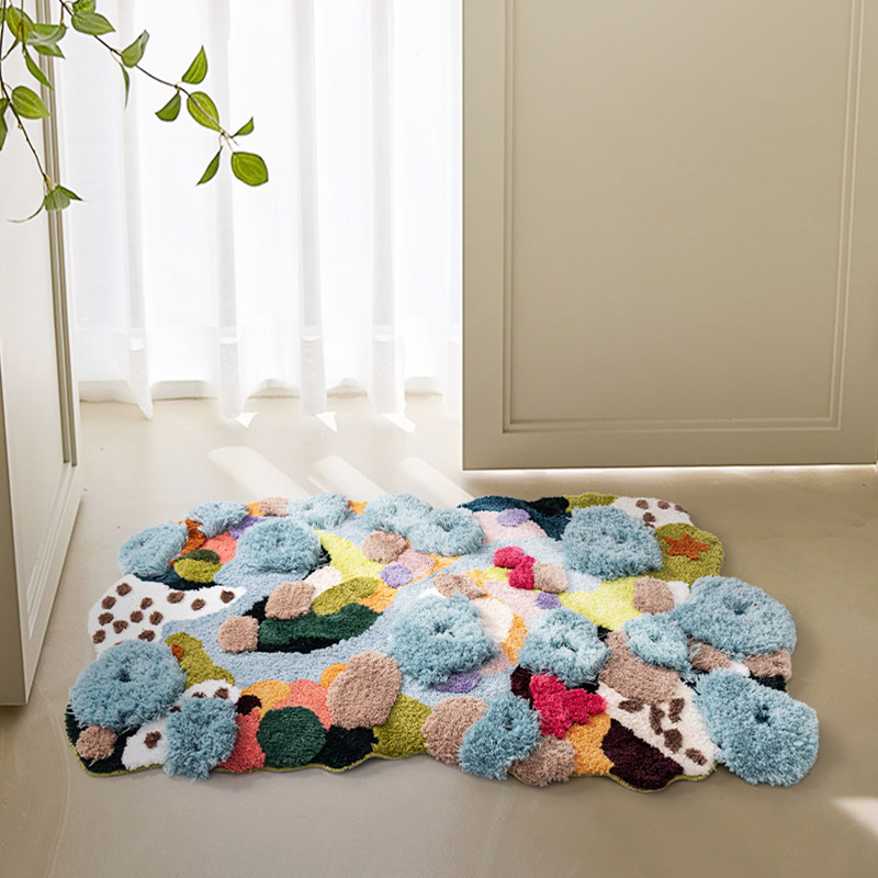 卧室地毯不规则仲夏艺术苔藓床边毯客厅阳台衣Q帽间改造地垫可机,居家布艺,地毯,淘宝优惠券,粉丝福利购,淘宝优惠卷