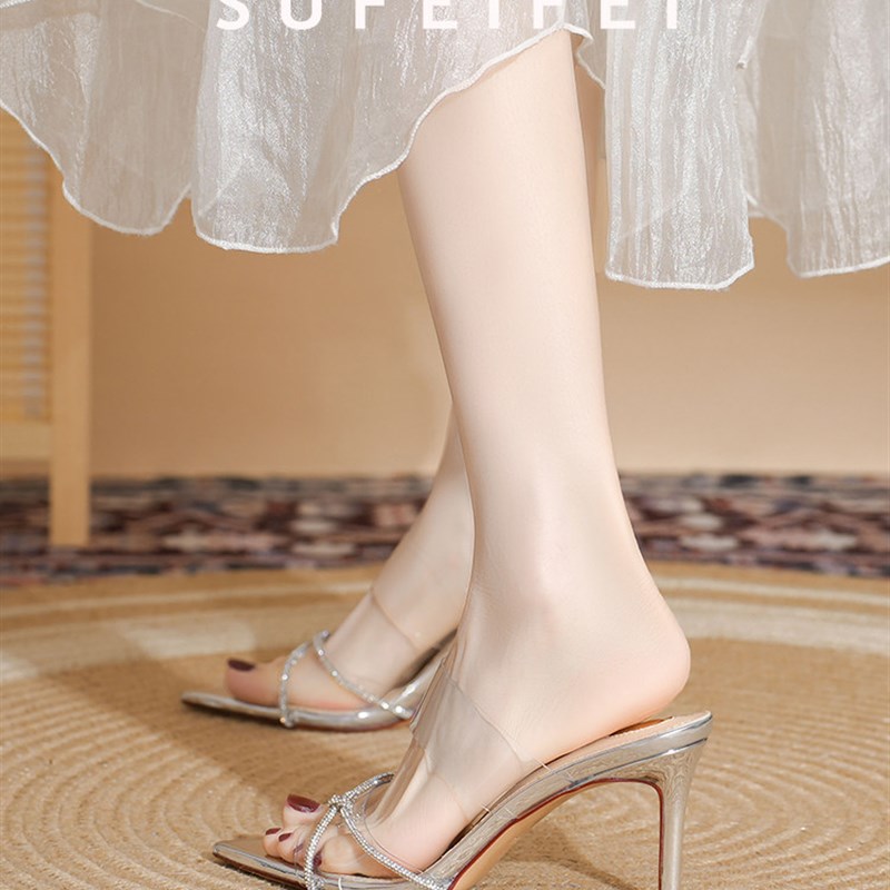 采购产品Sufei的新夏天高跟鞋的妇女,细w高跟鞋跟,尖头,莱茵石,多