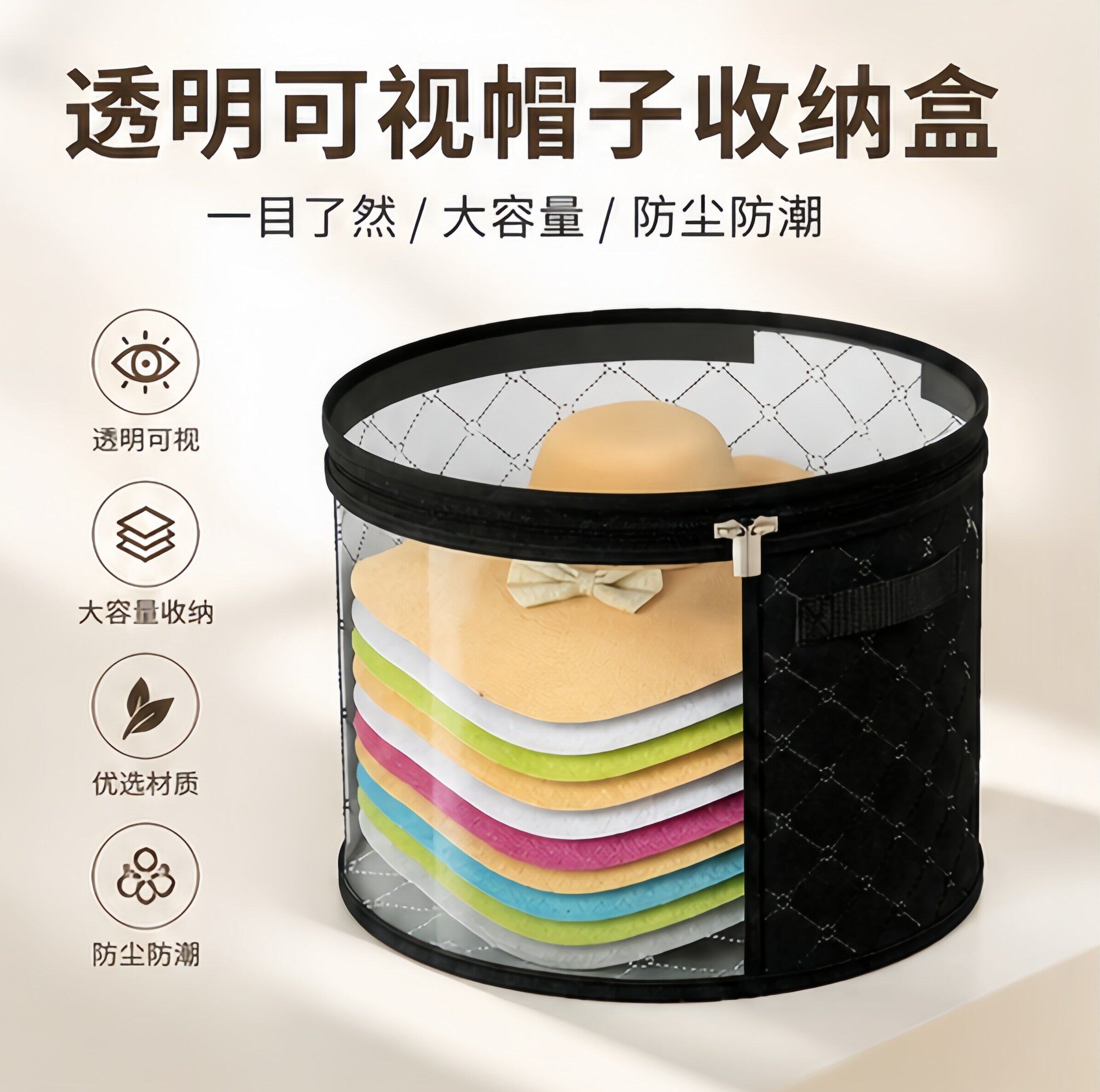 透明拉链款帽子收纳袋防尘防潮