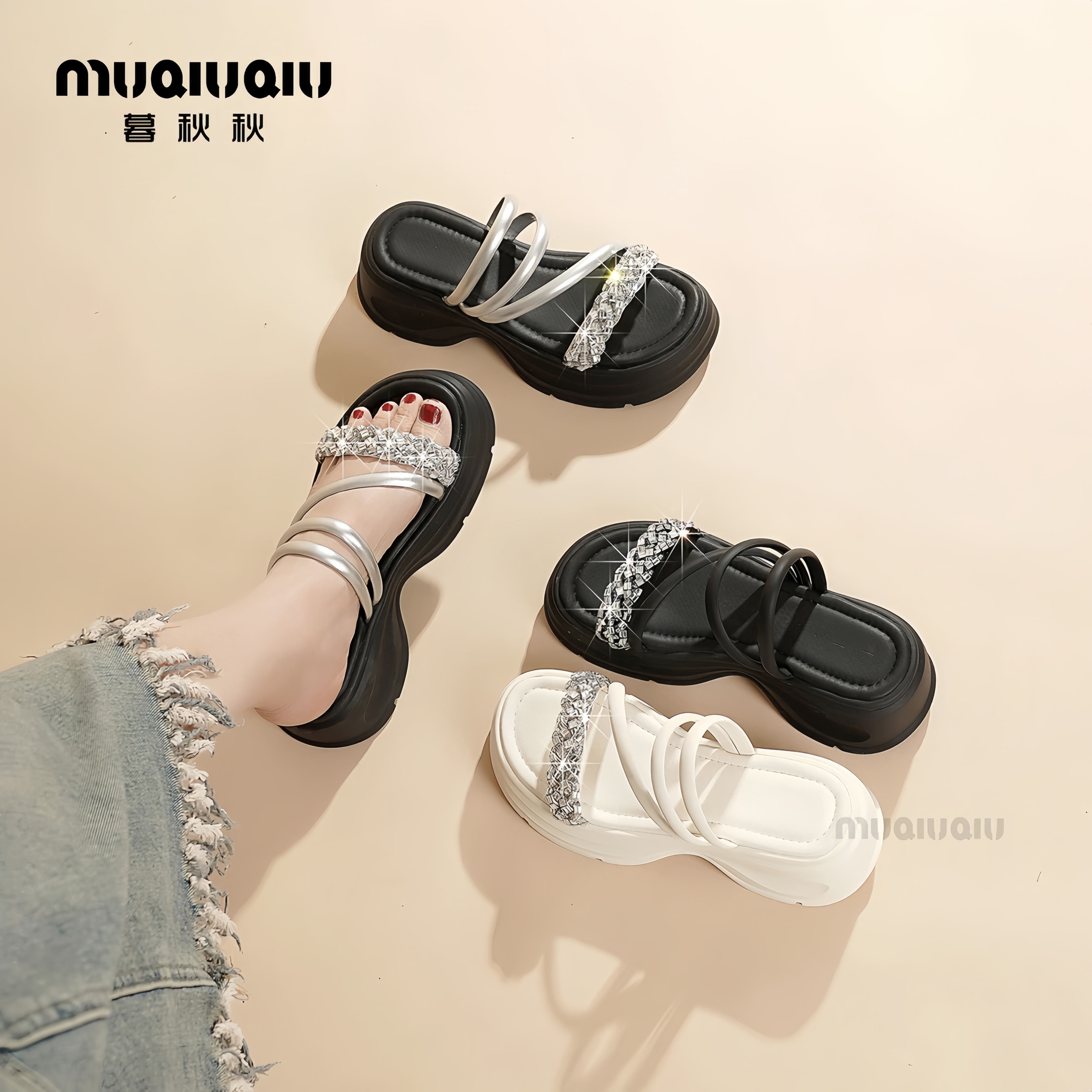 两穿凉鞋女2025新夏季外穿厚底