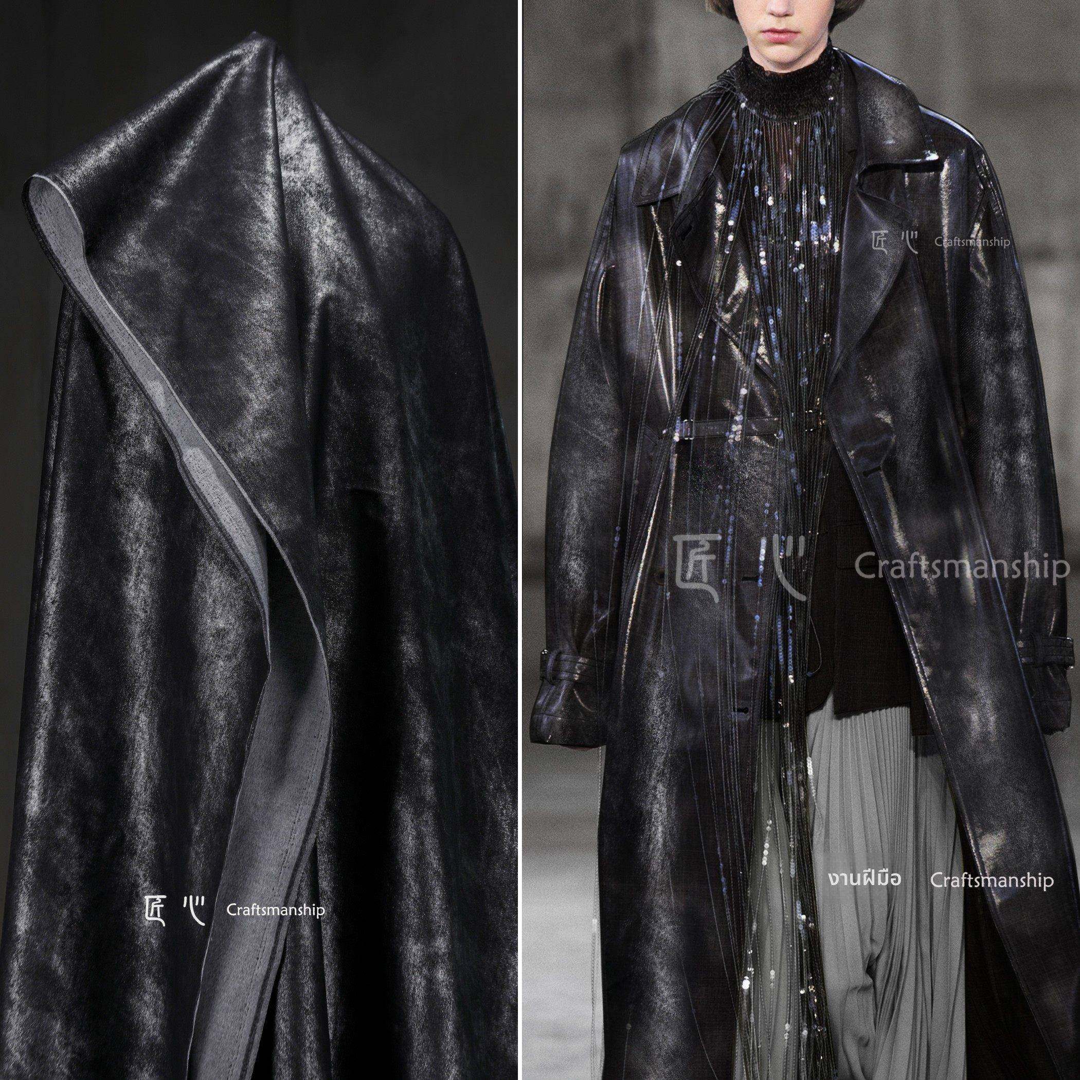 黑色胶质牛仔斑驳微光皮革 做旧再造挺括包包外套服装设计师面料,居家布艺,海绵垫/布料/面料/手工diy,淘宝优惠券,粉丝福利购,淘宝优惠卷