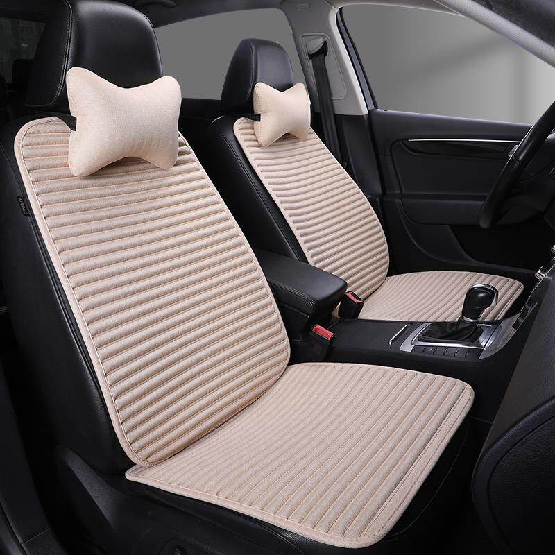 冬季汽车坐垫单片无靠背单垫四季通用毛绒棉垫养生亚麻单座三件套