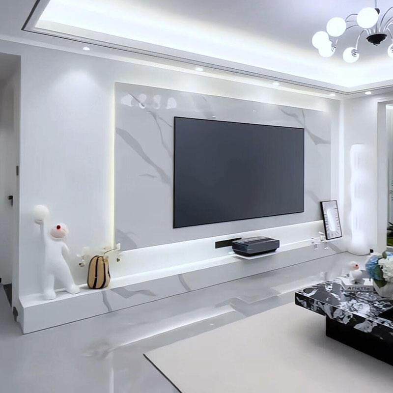 电视背景墙2025新款现代简约岩板艺术高级隐形门悬浮装饰大理石纹