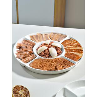 盘子陶瓷酒店餐具特色卤味拼盘五果盘创意拼盘五格盘子圆形水果盘