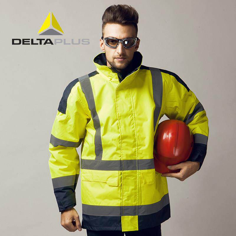 代尔塔防寒服骑行防雨防风反光雨衣交通路政执勤环卫工作衣荧光服