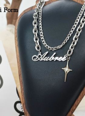 Anti Form嘻哈风双层字母拼接男女小众设计冷淡高级感情侣款项链