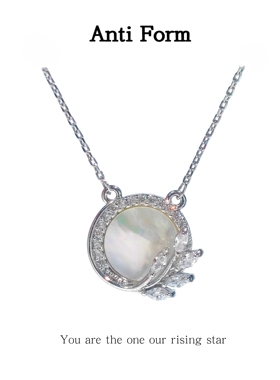 贝母橄榄枝项链银色高级感轻奢