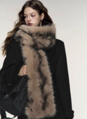 LULUSWIN原创设计复古慵懒冬季加厚保暖毛毛围巾时髦百搭围脖ins