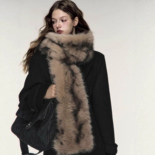 LULUSWIN原创设计复古慵懒冬季 加厚保暖毛毛围巾时髦百搭围脖ins