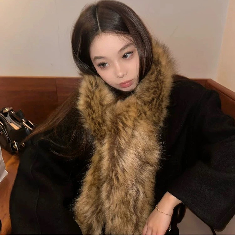 新款废土风紫貂毛优雅辣妹围巾冬天女围巾仿真毛裘皮水貂皮草围脖