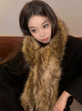 新款废土风紫貂毛优雅辣妹围巾冬天女围巾仿真毛裘皮水貂皮草围脖