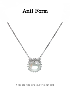 Anti Form豪华镶嵌方糖淡水珍珠项链女轻奢小众精致高级感配饰