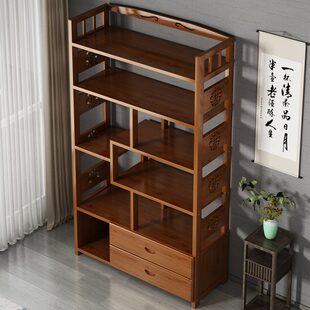 书架置物架靠墙落地家用书柜多层客厅实木省空间办公室隔断收纳架