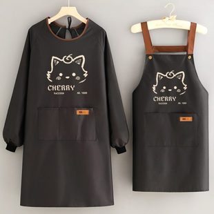 围裙家用厨房防油外穿罩衣餐饮专用工作服女定制印字 卡通防水长袖
