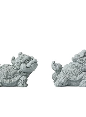 创意龙龟玄武青砂石乌龟茶宠桌面招财小摆件鱼缸造景工艺品装饰品