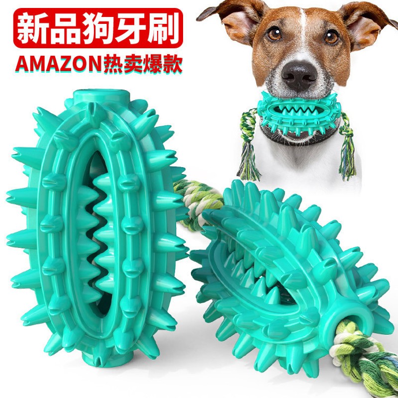 仙人球狗牙刷狗狗玩具带绳洁磨牙棒牙刷狗咬胶大中小型犬啃咬玩具