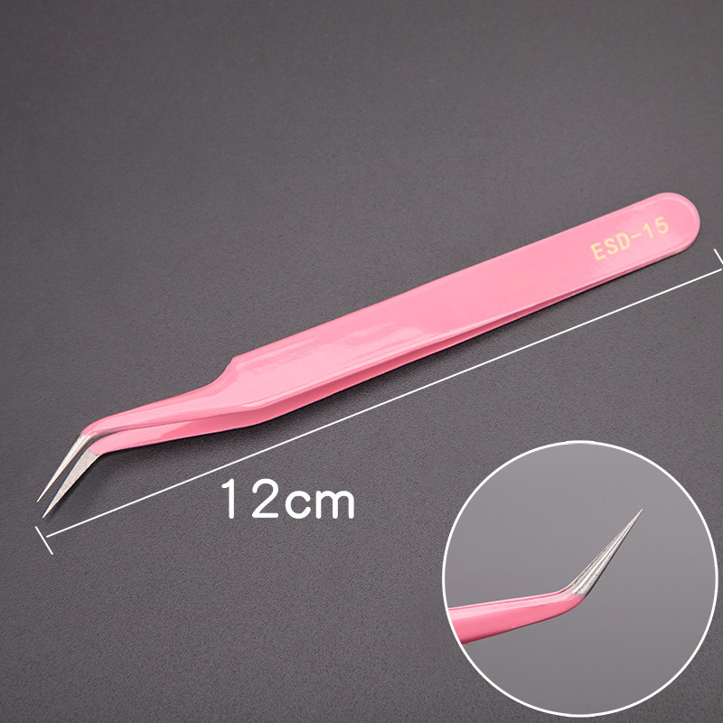 粉色防静电不锈钢镊子弯头细尖头家用小夹子燕窝挑毛粉刺夹工具,居家布艺,镊子,淘宝优惠券,粉丝福利购,淘宝优惠卷
