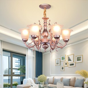 卧室灯具 客厅餐厅玻璃灯具温馨浪漫个性 欧式 客厅吊灯北美田园风格