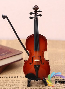 包邮手工制作14厘米迷你小提琴模型娃娃乐器摆件圣诞节新年礼物