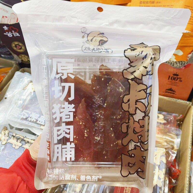 现货飘零大叔原切猪肉脯芝麻味香辣味网红解馋办公室零食手撕肉脯