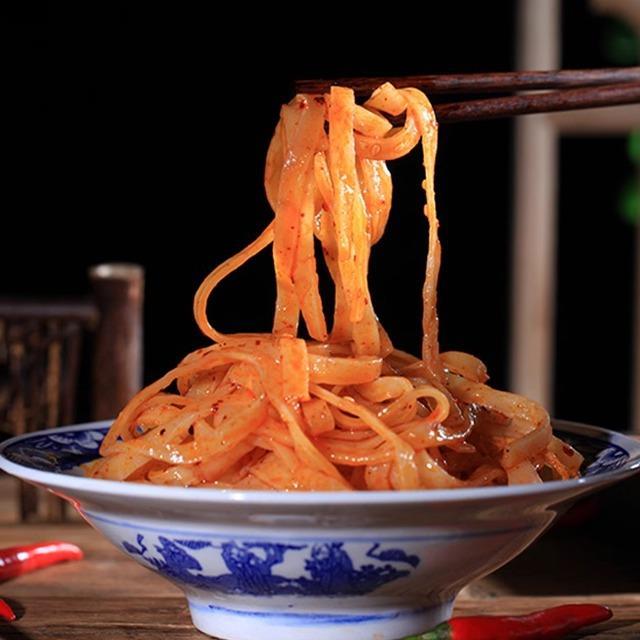 现货秦岐轩擀面皮310gX8袋陜西正宗宝鸡岐山凉皮方便速食袋装西安