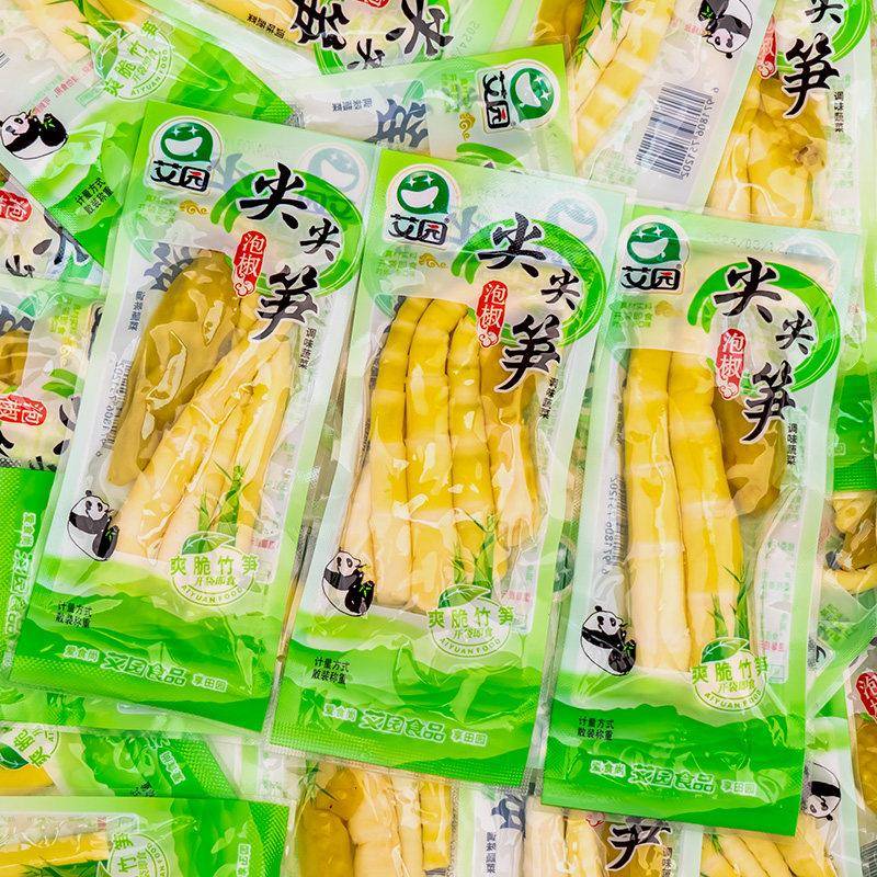 现货艾园泡椒尖尖笋鲜嫩竹笋小包装开 袋脆笋子即食散装山椒味网