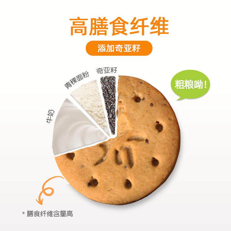 现货无蔗糖膳食纤维饼干青稞粗粮奇亚籽小圆饼营养代餐休闲低零食