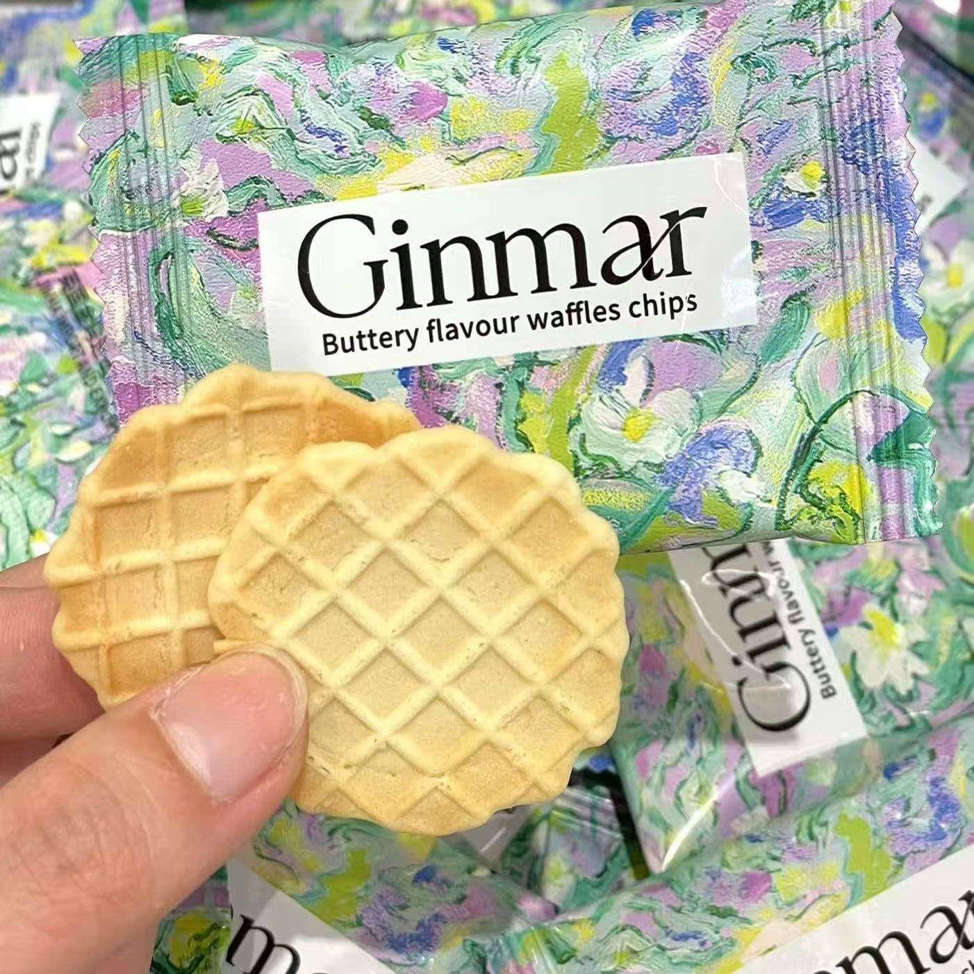 现货英国GINMAR金玛黄油味脆华夫饼干散装喜饼饼干休闲零食25年9