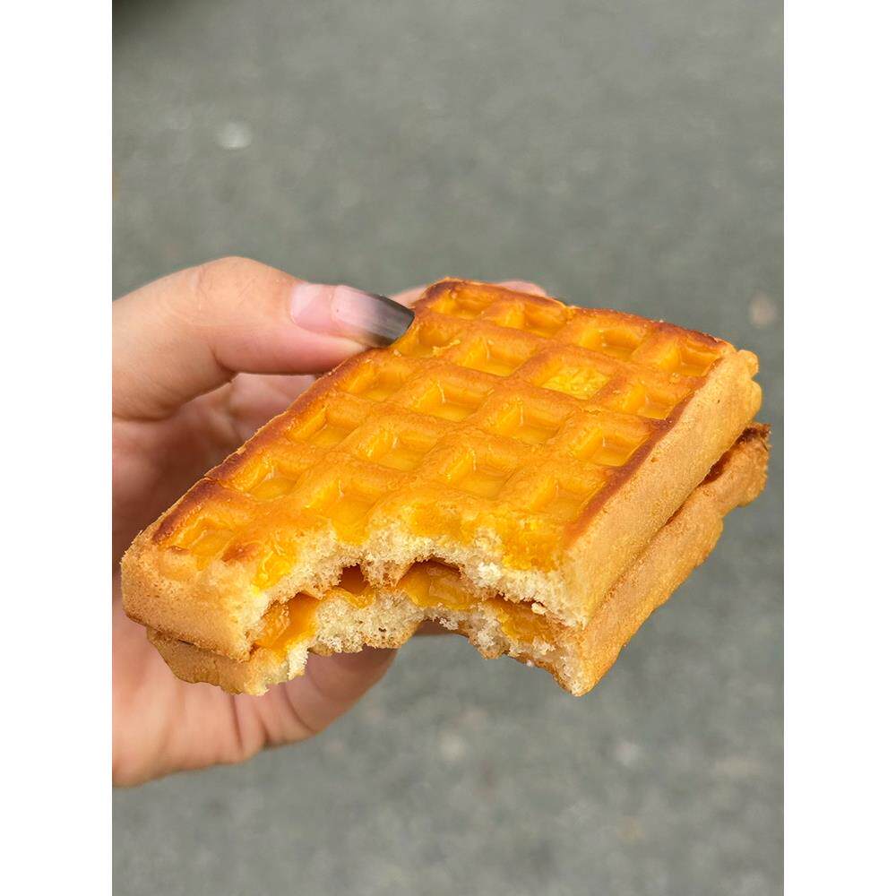 现货梦仲瑶铁板岩烧芝士华夫饼早餐代餐格子饼休闲面包零食鸡蛋60