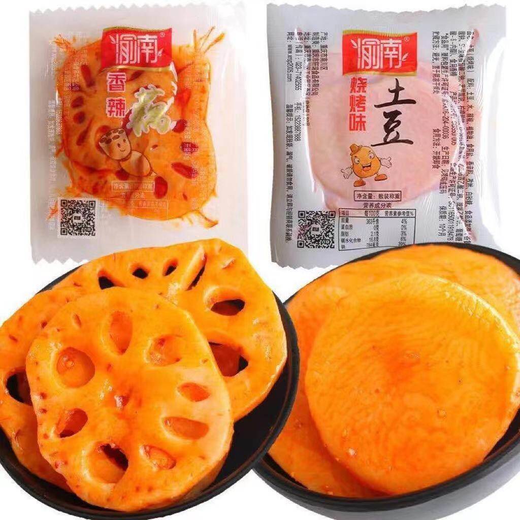 现货渝南香辣土豆藕片重庆特产小吃零食烧烤即食小包装熟素食500g