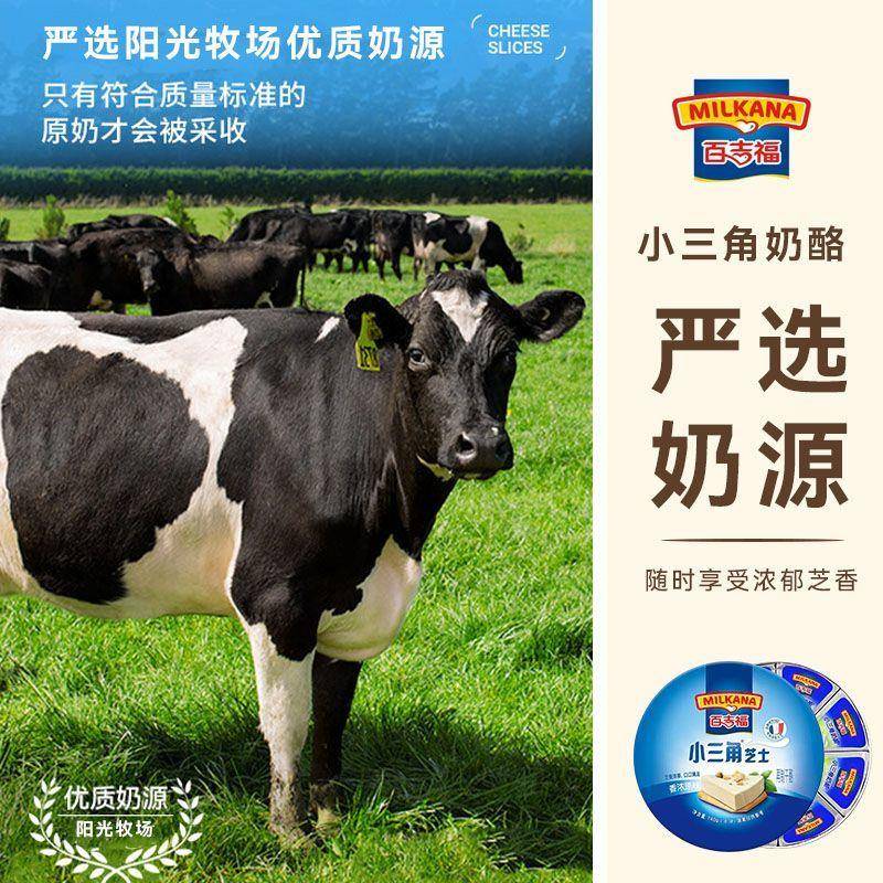 现货百吉福奶酪芝士块小三角即食乳酪8粒/1盒原味草莓味蜜瓜味