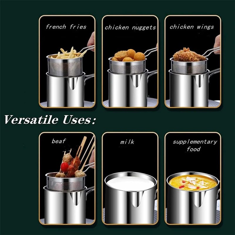 Stainless Steell Deep Fryer With Frying Basket Multifunction