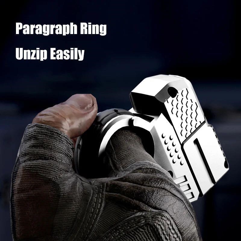 Anti Stress Fidget Paragrawph Ring EDC Metal Push Slider Str