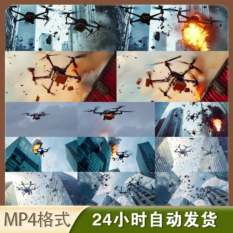 4K高清视频素材无人机防炸机安全防护配件避障模块飞行事故预防
